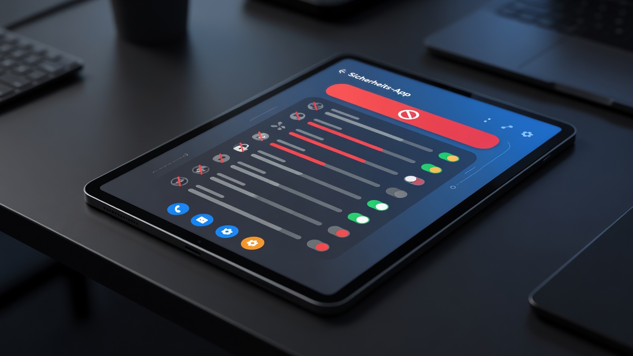 Sicherheits-App Interface zur Blockierung von Webseiten auf einem Bildschirm